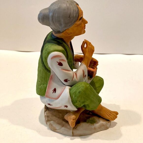 Vintage Homco Porcelain Asian Woman Figuurine Sitting On A Mat 1431 - Picture 4 of 5